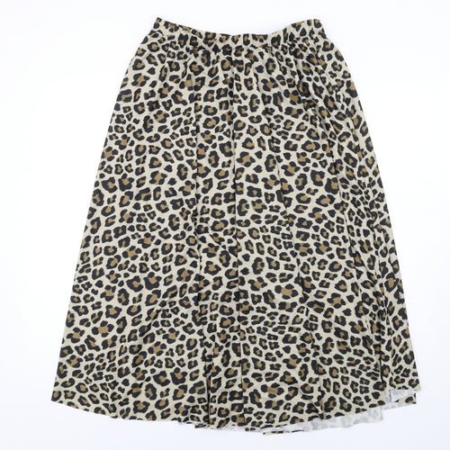 H&M Womens Beige Animal Print Polyester Swing Skirt Size 12 - Leopard pattern