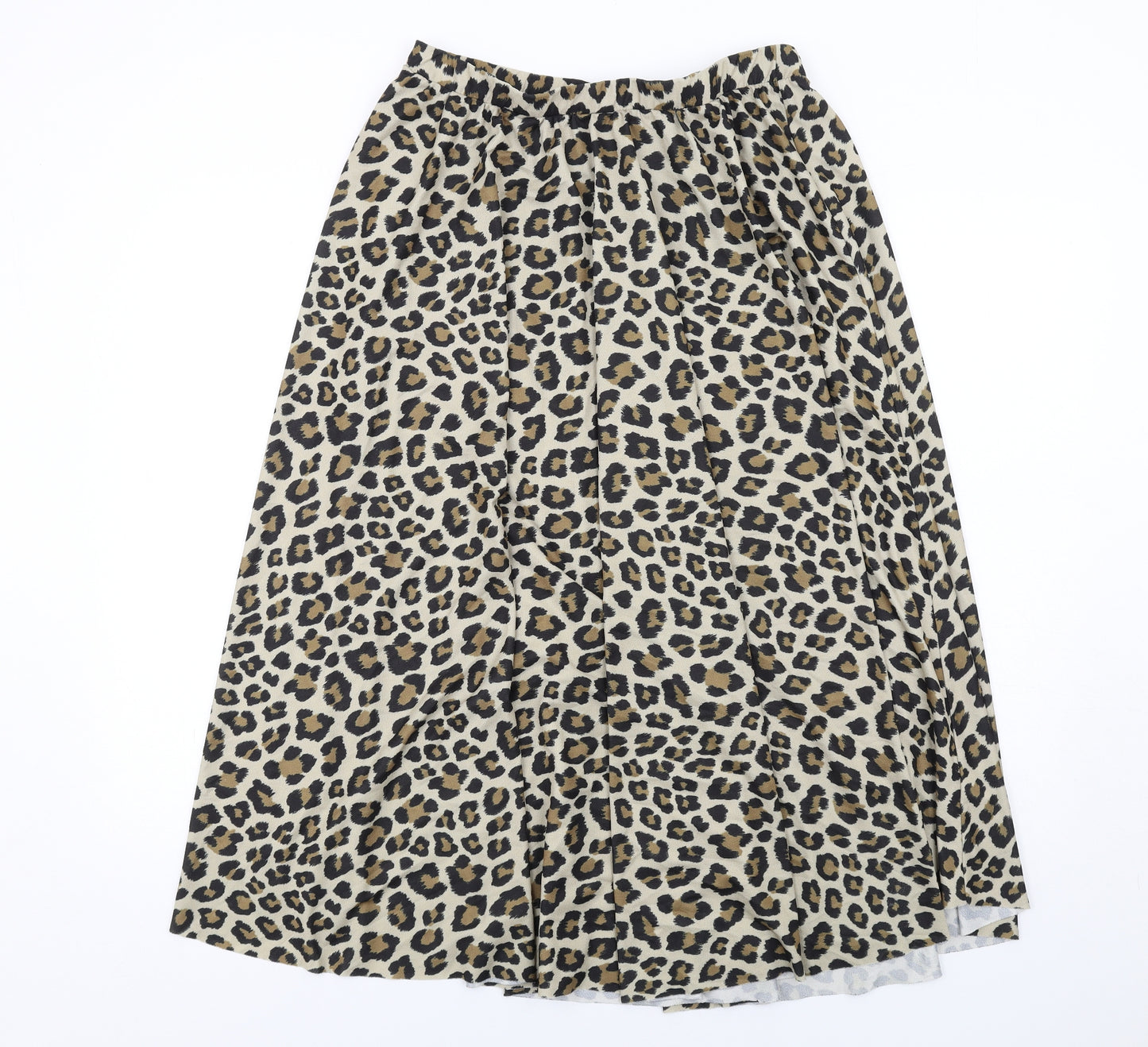 H&M Womens Beige Animal Print Polyester Swing Skirt Size 12 - Leopard pattern