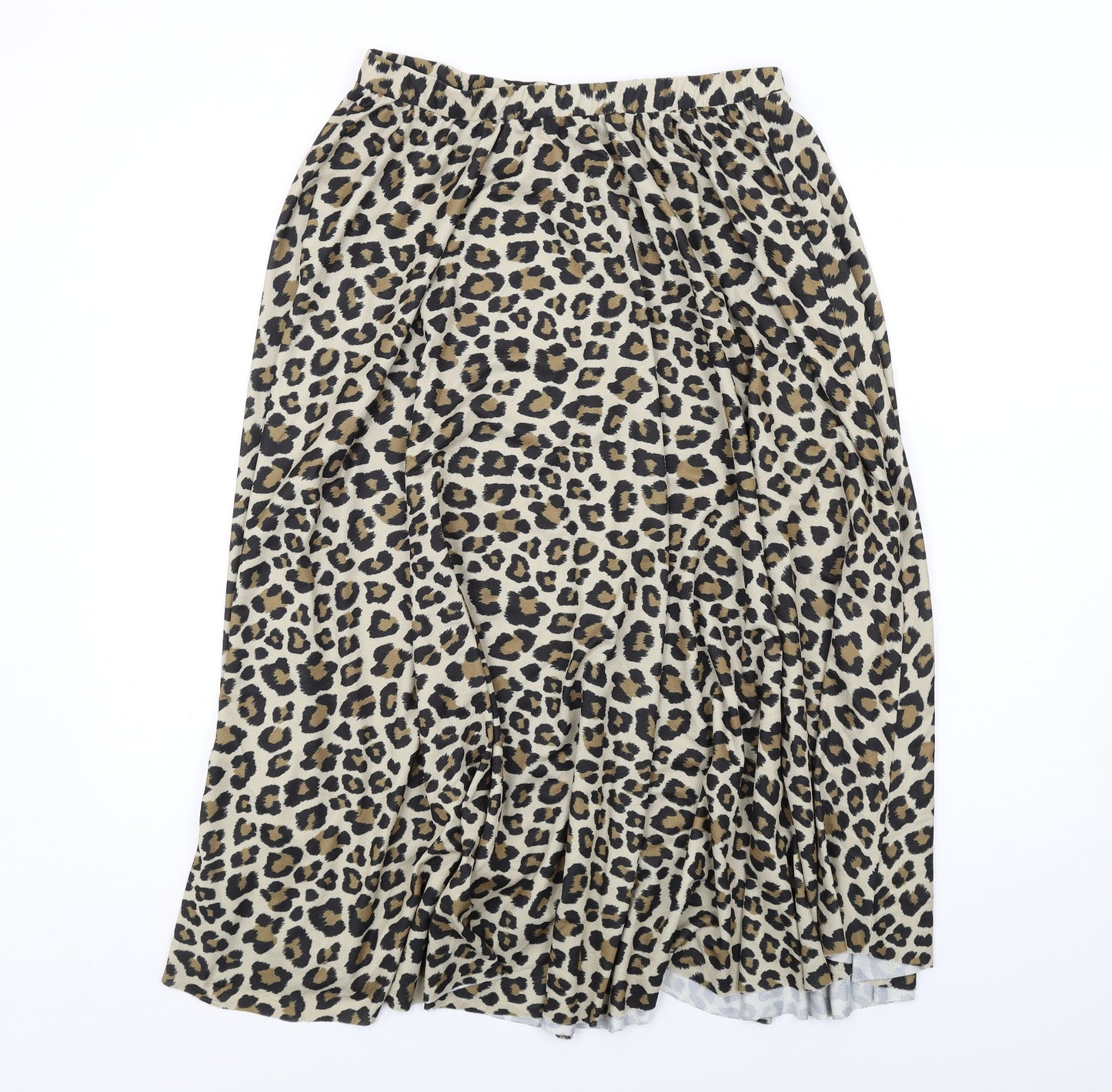 H&M Womens Beige Animal Print Polyester Swing Skirt Size 12 - Leopard pattern