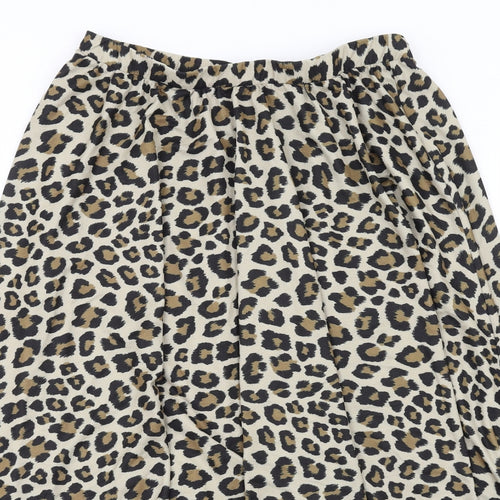 H&M Womens Beige Animal Print Polyester Swing Skirt Size 12 - Leopard pattern