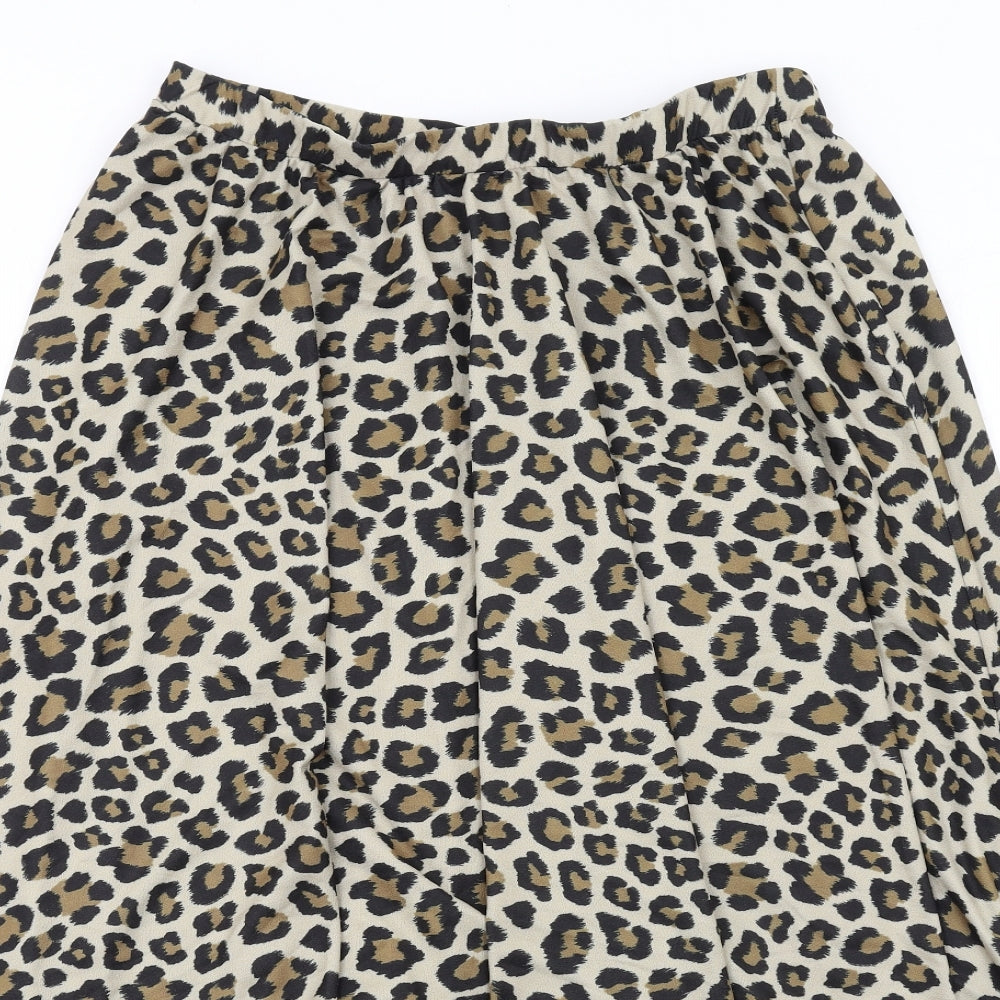H&M Womens Beige Animal Print Polyester Swing Skirt Size 12 - Leopard pattern