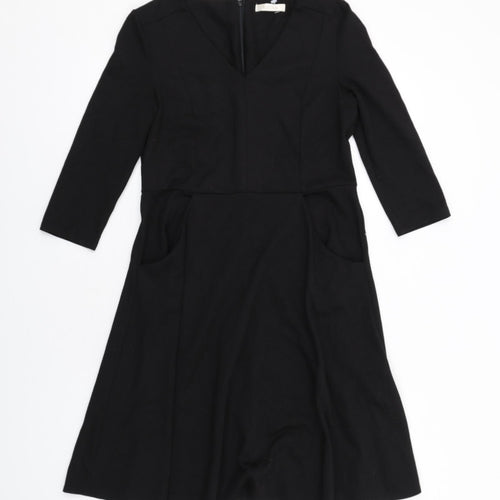 Kaliko Womens Black Polyester Trapeze & Swing Size 10 V-Neck Zip