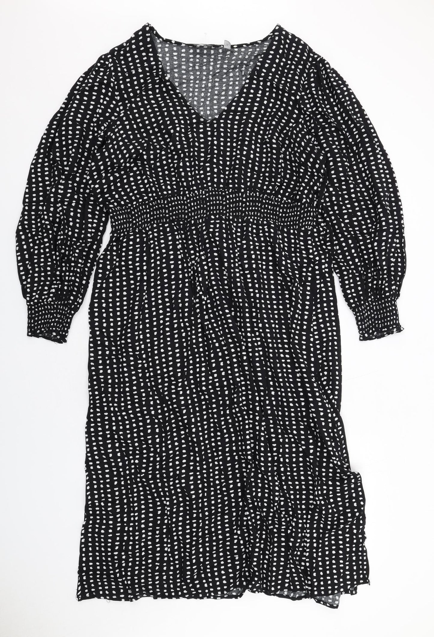 Dorothy Perkins Womens Black Geometric Viscose Maxi Size 18 V-Neck Pullover