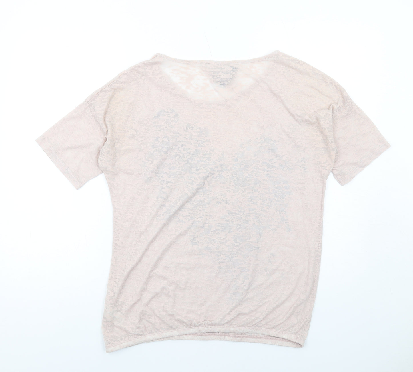 NEXT Womens Pink Floral Polyester Basic T-Shirt Size 14 Round Neck