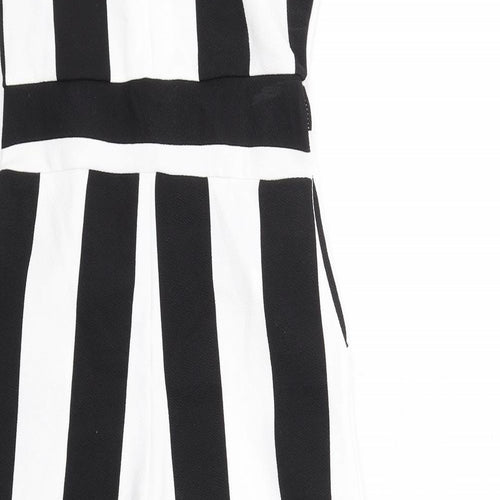 Boohoo Womens Black Striped Polyester Jumpsuit One-Piece Size 10 L20 in Button