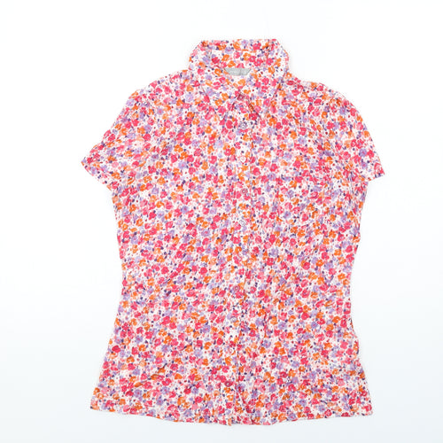 Per Una Womens Multicoloured Floral Cotton Basic Button-Up Size 12 Collared