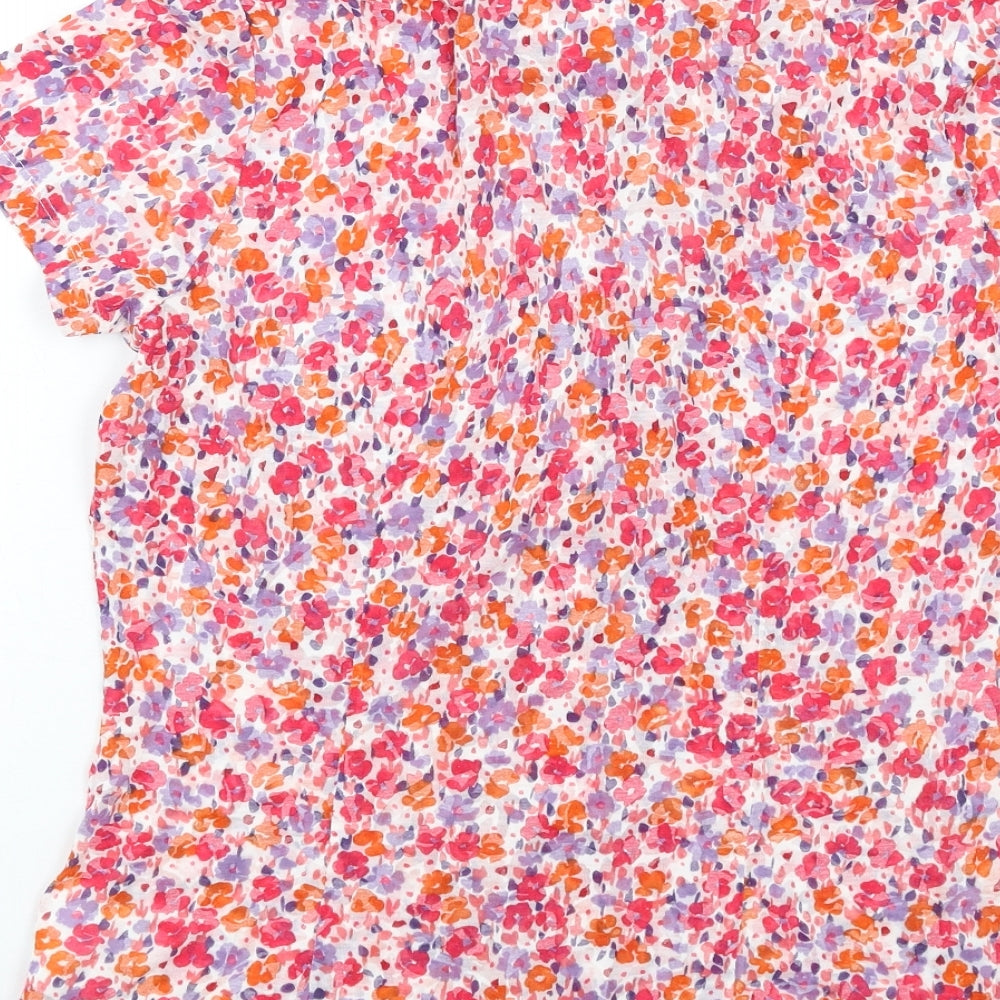 Per Una Womens Multicoloured Floral Cotton Basic Button-Up Size 12 Collared