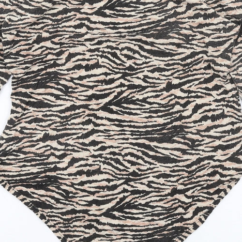 I SAW IT FIRST Womens Beige Animal Print Viscose Bodysuit One-Piece Size 10 Pullover - Tiger Print
