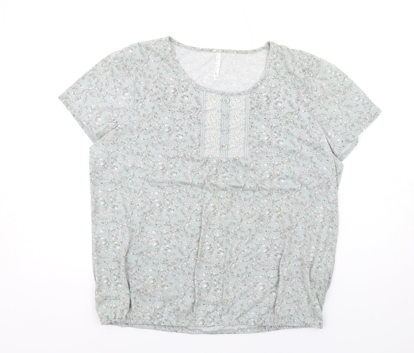 Bonmarché Womens Green Geometric Polyester Basic Blouse Size 18 Round Neck