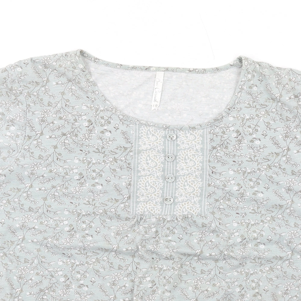 Bonmarché Womens Green Geometric Polyester Basic Blouse Size 18 Round Neck