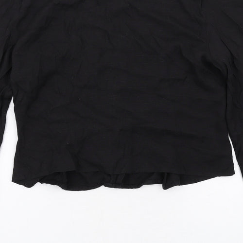PRETTYLITTLETHING Womens Black Polyester Basic Blouse Size 12 Square Neck