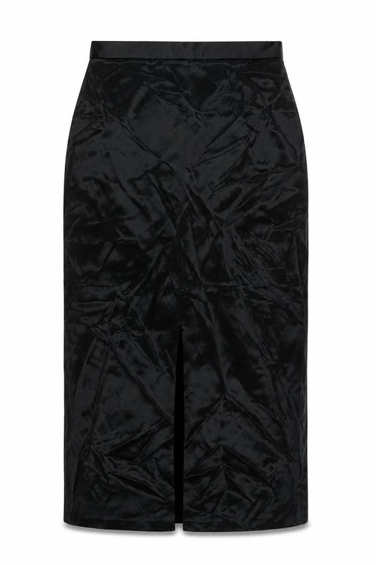 Front view of Principles women’s black acetate straight & pencil skirt, size UK 14, zip