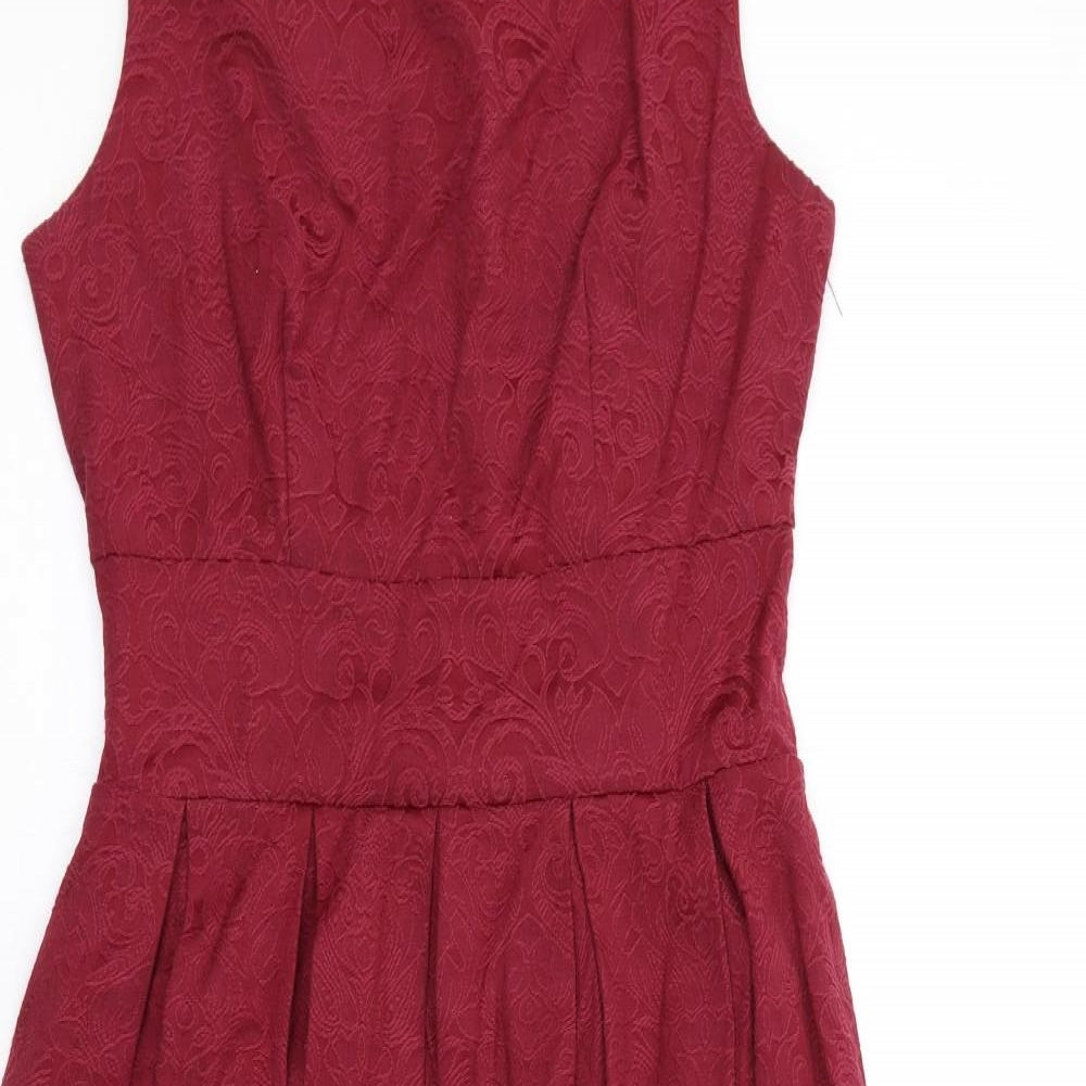 Lindy Bop Womens Red Polyester Trapeze & Swing Size 8 Round Neck Zip