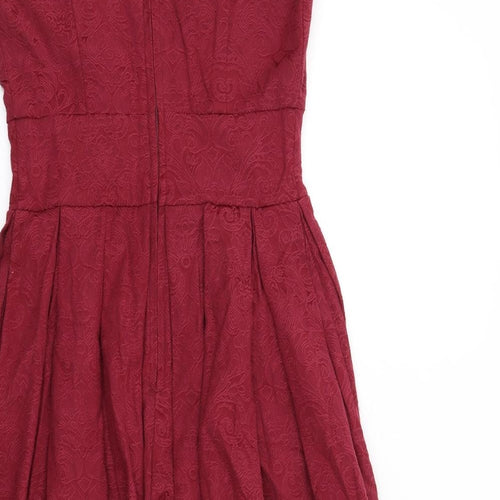 Lindy Bop Womens Red Polyester Trapeze & Swing Size 8 Round Neck Zip