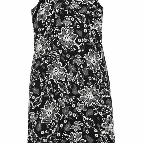 Authentic Clothing Company Womens Black Floral Polyester Slip Dress Size 14 Round Neck Zip