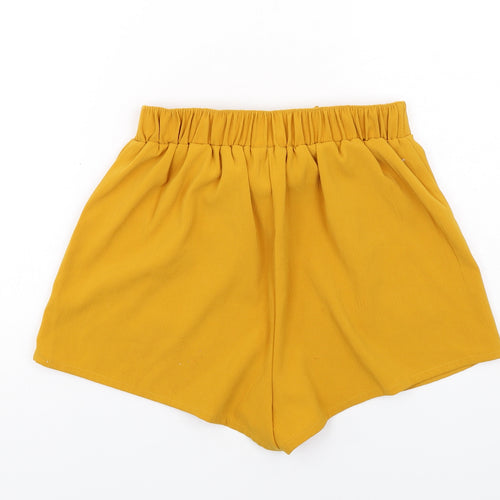 New Look Womens Yellow Polyester Basic Shorts Size 10 Regular Pull On
