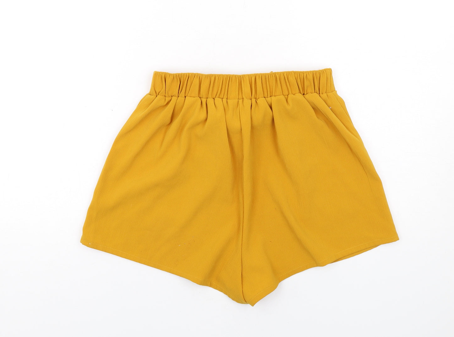 New Look Womens Yellow Polyester Basic Shorts Size 10 Regular Pull On