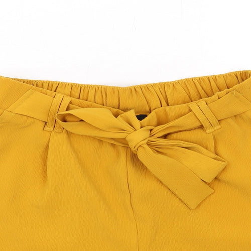 New Look Womens Yellow Polyester Basic Shorts Size 10 Regular Pull On