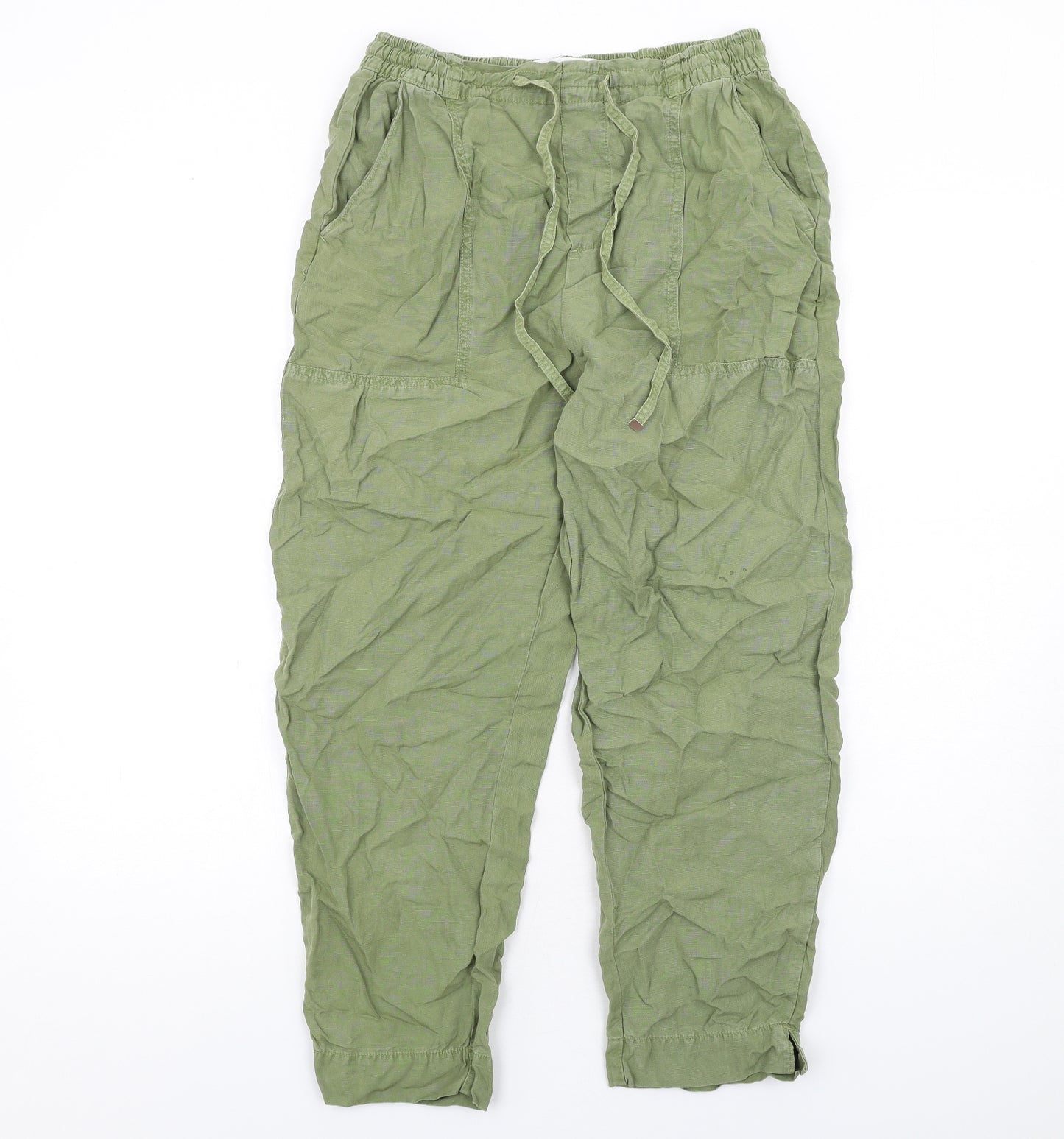 Zara Womens Green Lyocell Jogger Trousers Size S L26 in Regular Drawstring
