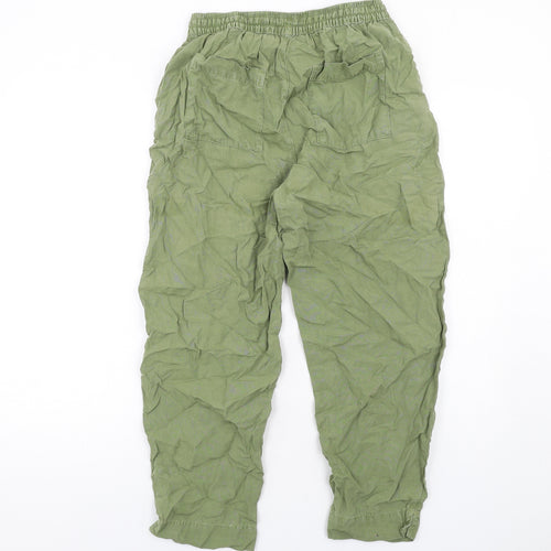 Zara Womens Green Lyocell Jogger Trousers Size S L26 in Regular Drawstring
