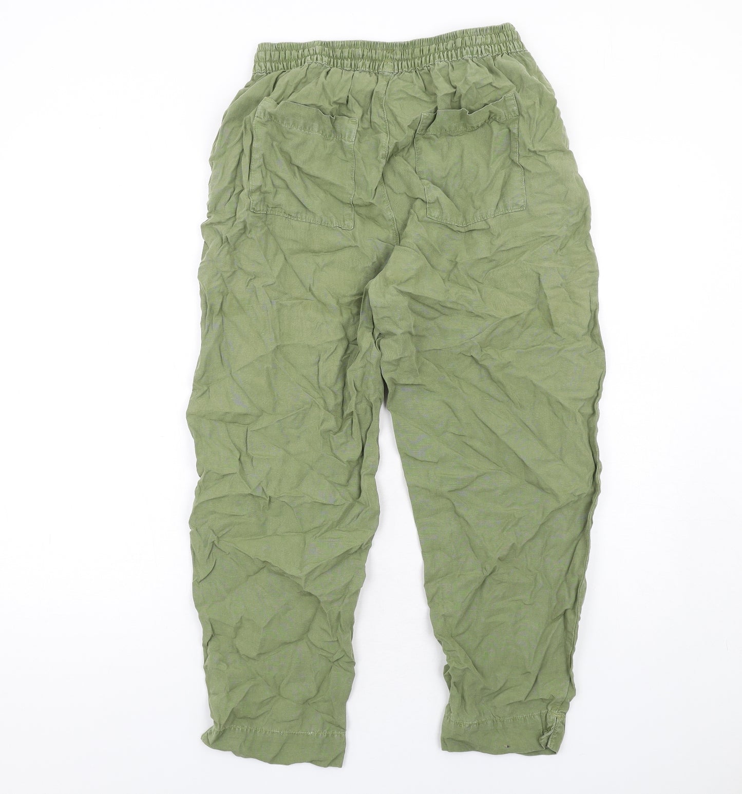 Zara Womens Green Lyocell Jogger Trousers Size S L26 in Regular Drawstring