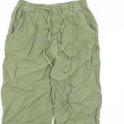 Zara Womens Green Lyocell Jogger Trousers Size S L26 in Regular Drawstring