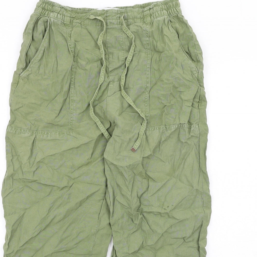 Zara Womens Green Lyocell Jogger Trousers Size S L26 in Regular Drawstring