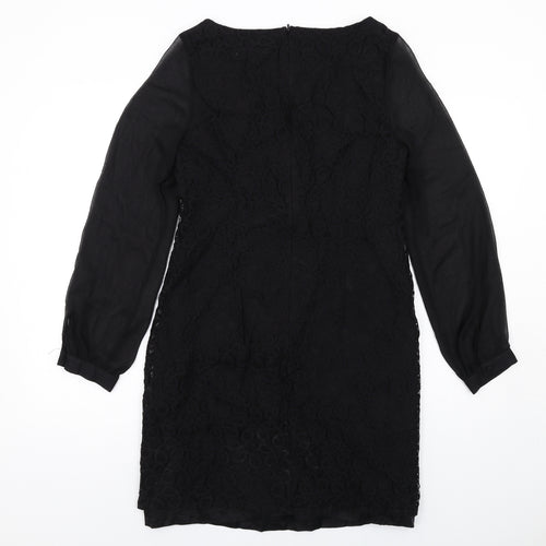 Wallis Womens Black Cotton A-Line Size 12 Round Neck Zip