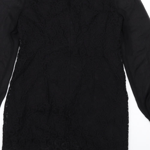 Wallis Womens Black Cotton A-Line Size 12 Round Neck Zip