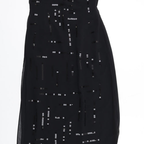 Jasper Conran Womens Black Polyester A-Line Size 12 Off the Shoulder Zip