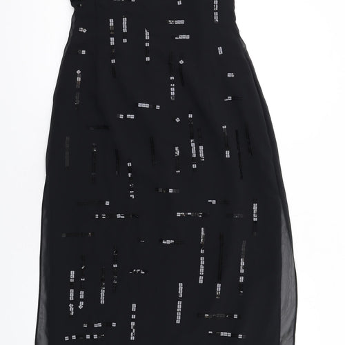 Jasper Conran Womens Black Polyester A-Line Size 12 Off the Shoulder Zip