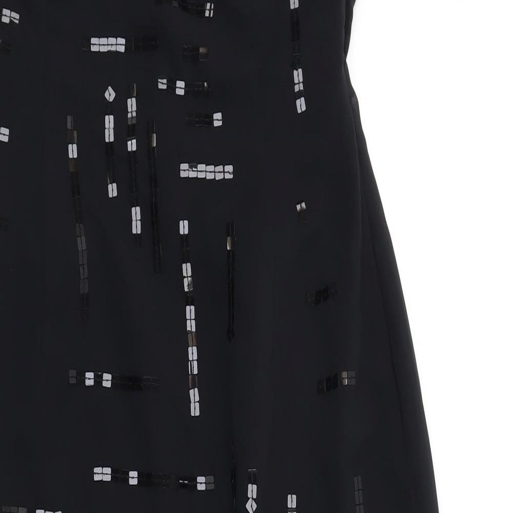 Jasper Conran Womens Black Polyester A-Line Size 12 Off the Shoulder Zip