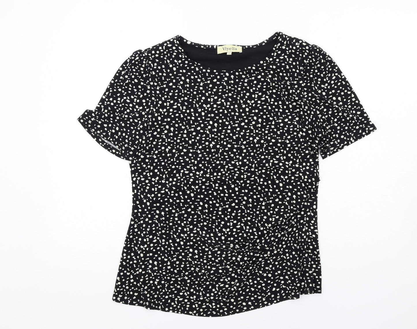 Viyella Womens Black Polyester Basic T-Shirt Size L Round Neck