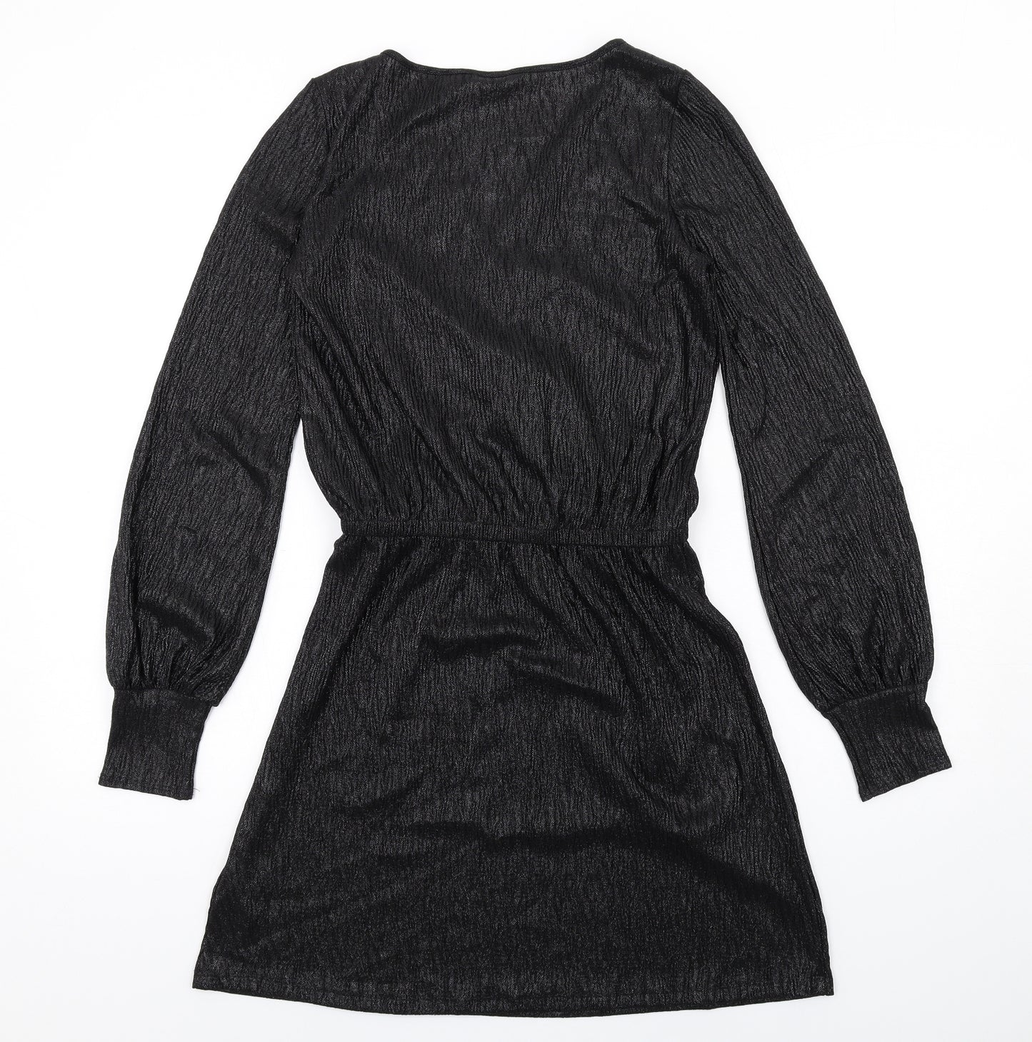 Zara Womens Black Polyester A-Line Size S V-Neck Pullover