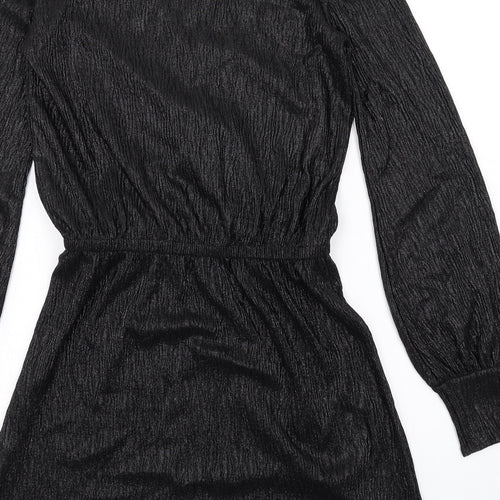 Zara Womens Black Polyester A-Line Size S V-Neck Pullover