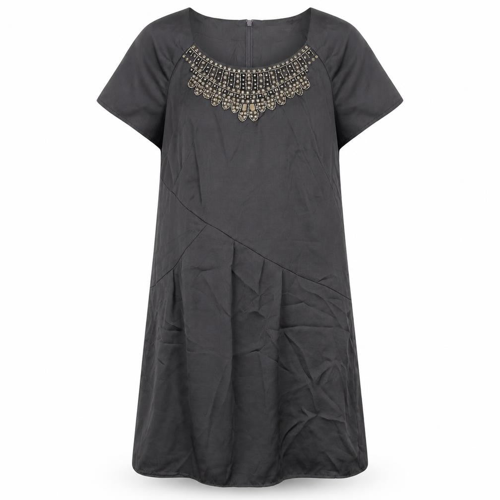 Next Womens Grey Polyester Shift Size 12 Round Neck Zip