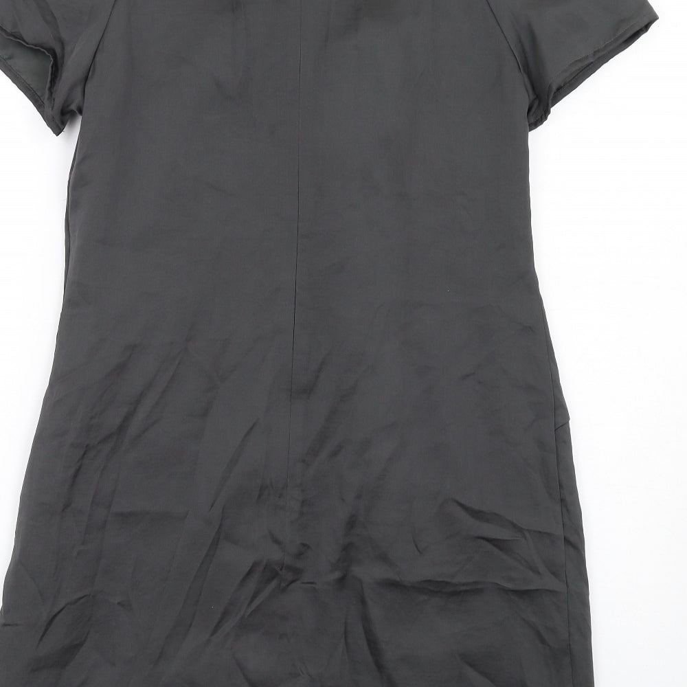 NEXT Womens Grey Polyester Shift Size 12 Round Neck Zip