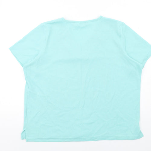 Bonmarché Womens Green Polyester Basic T-Shirt Size L V-Neck