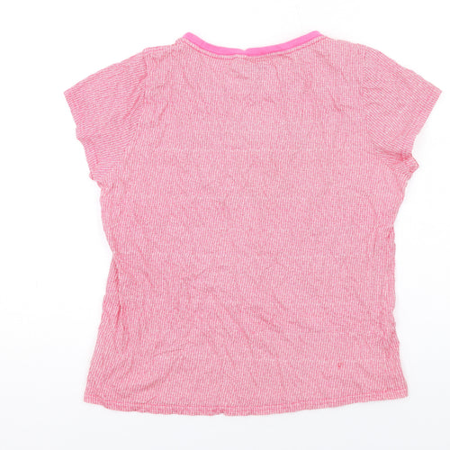 Lee Cooper Womens Pink Geometric Cotton Basic T-Shirt Size 16 Round Neck