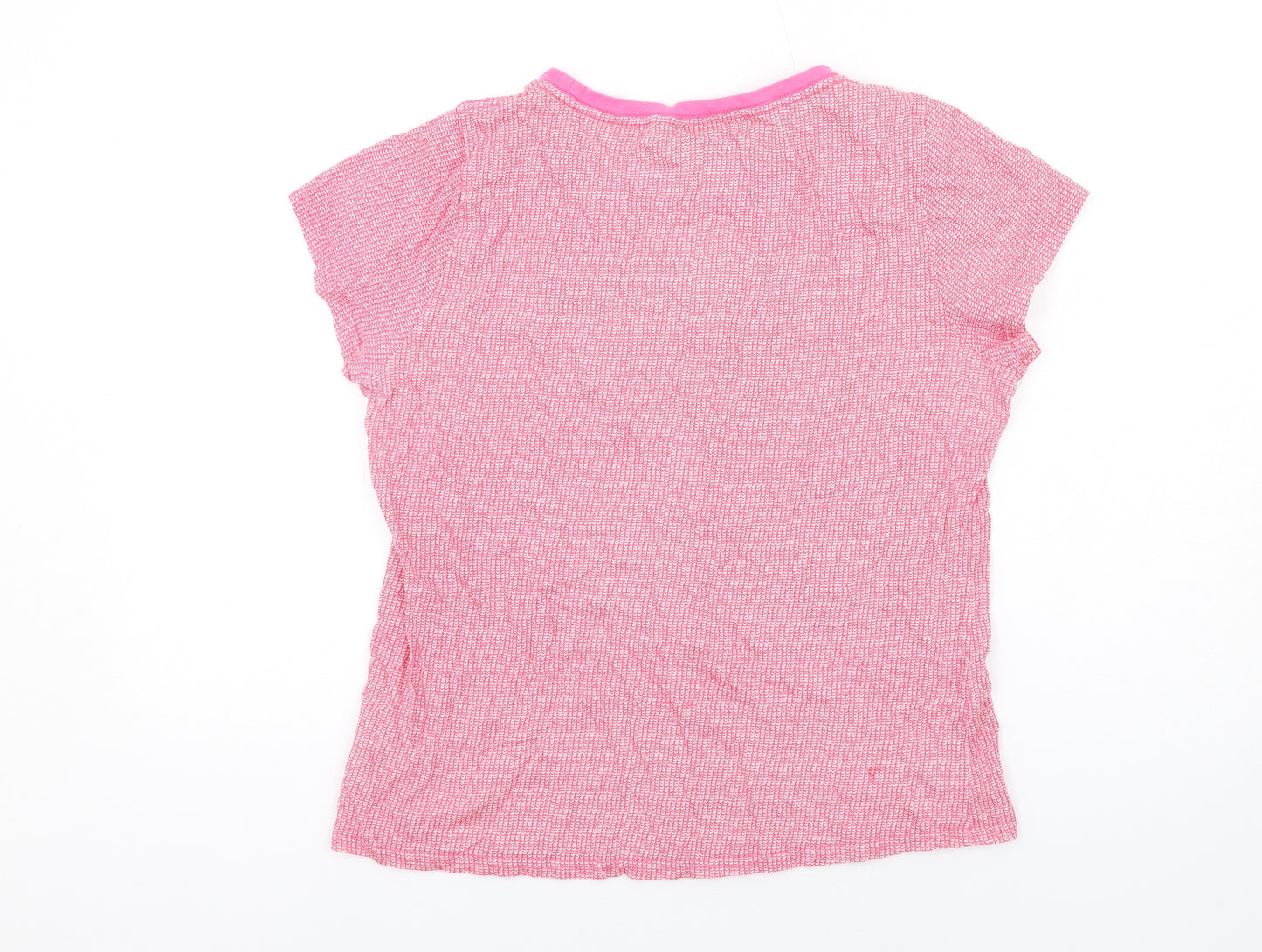 Lee Cooper Womens Pink Geometric Cotton Basic T-Shirt Size 16 Round Neck