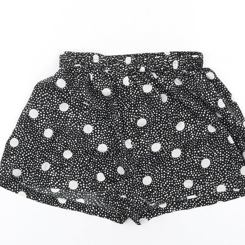 Boohoo Womens Black Polka Dot Polyester Bermuda Shorts Size 6 Regular Pull On