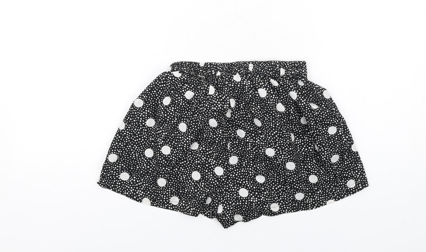 Boohoo Womens Black Polka Dot Polyester Bermuda Shorts Size 6 Regular Pull On