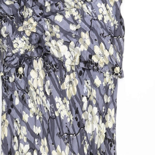 CC Womens Grey Floral Viscose A-Line Size 16 V-Neck Pullover