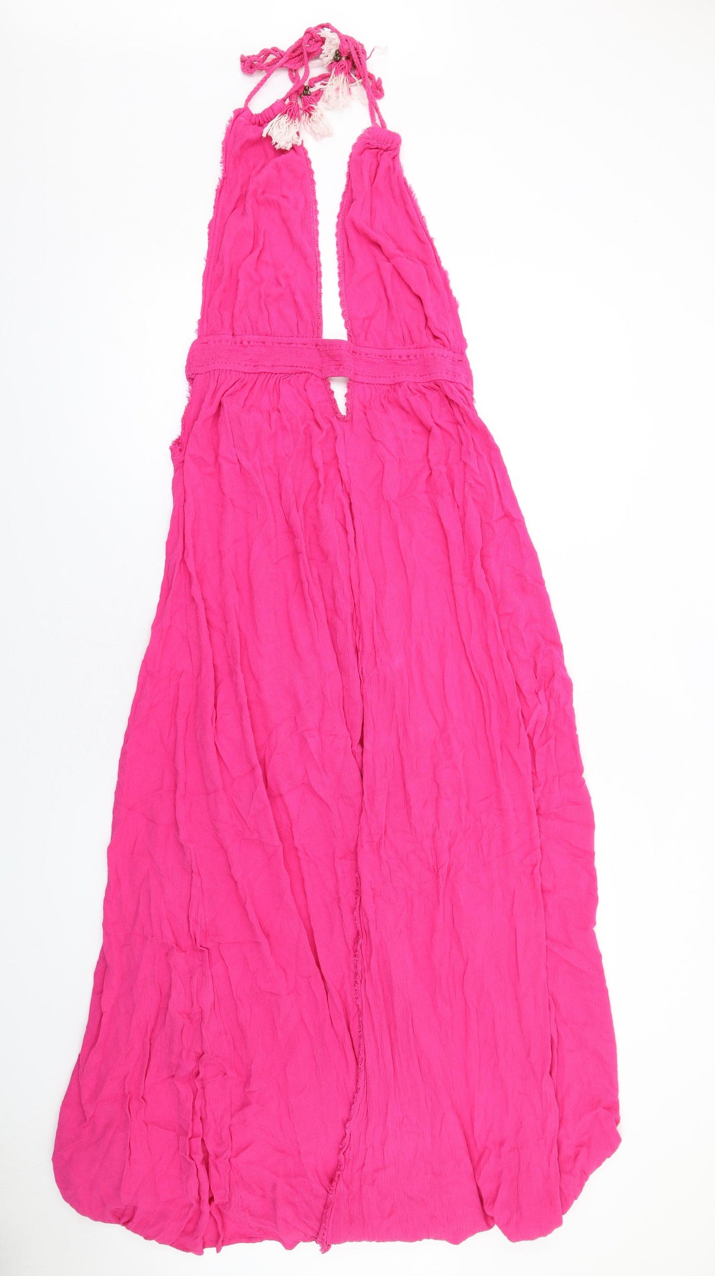 Free People Womens Pink Viscose Maxi Size L Halter Pullover