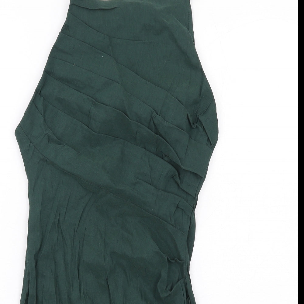 Zara Womens Green Linen Mini Size M Square Neck Zip