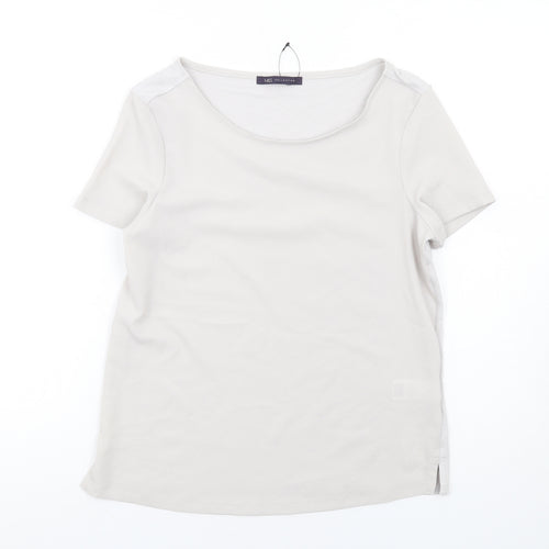 Marks and Spencer Womens Grey Polyester Basic T-Shirt Size 8 Round Neck