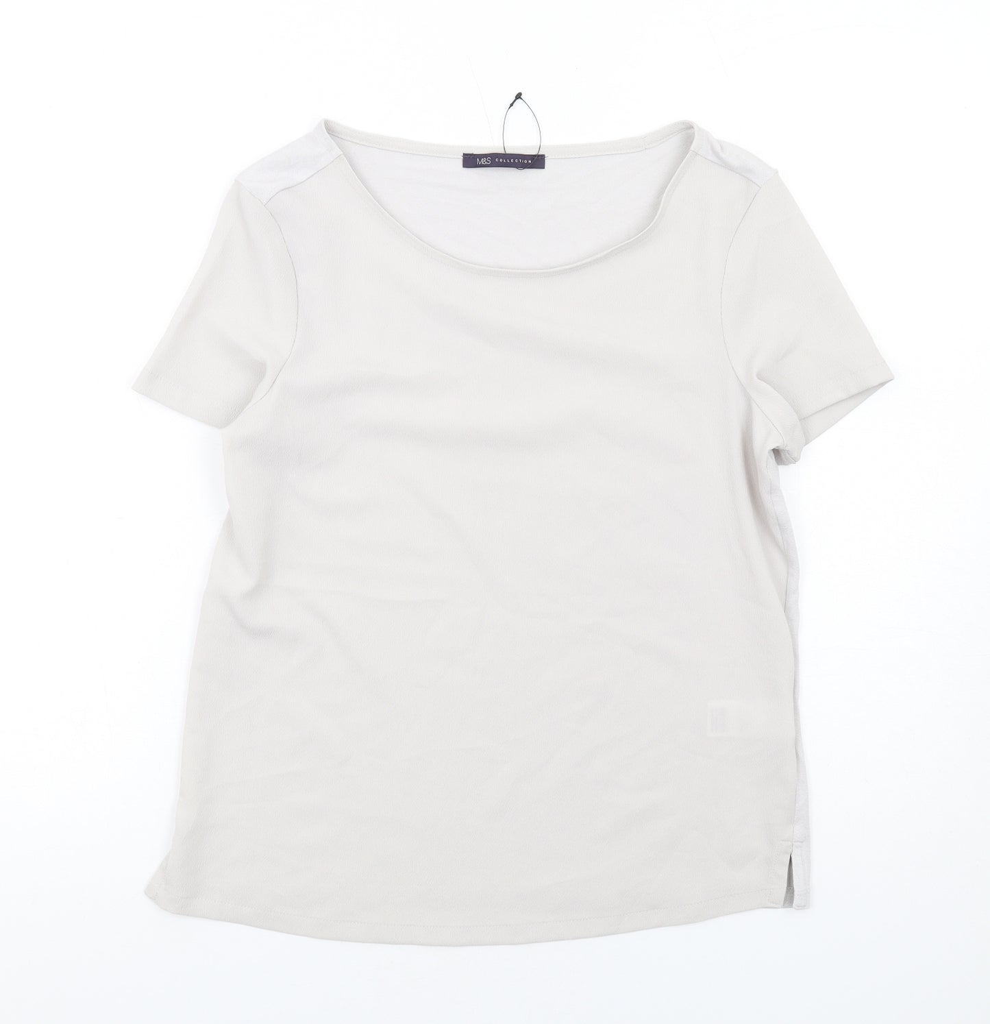 Marks and Spencer Womens Grey Polyester Basic T-Shirt Size 8 Round Neck