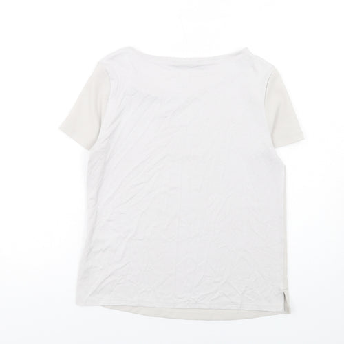 Marks and Spencer Womens Grey Polyester Basic T-Shirt Size 8 Round Neck