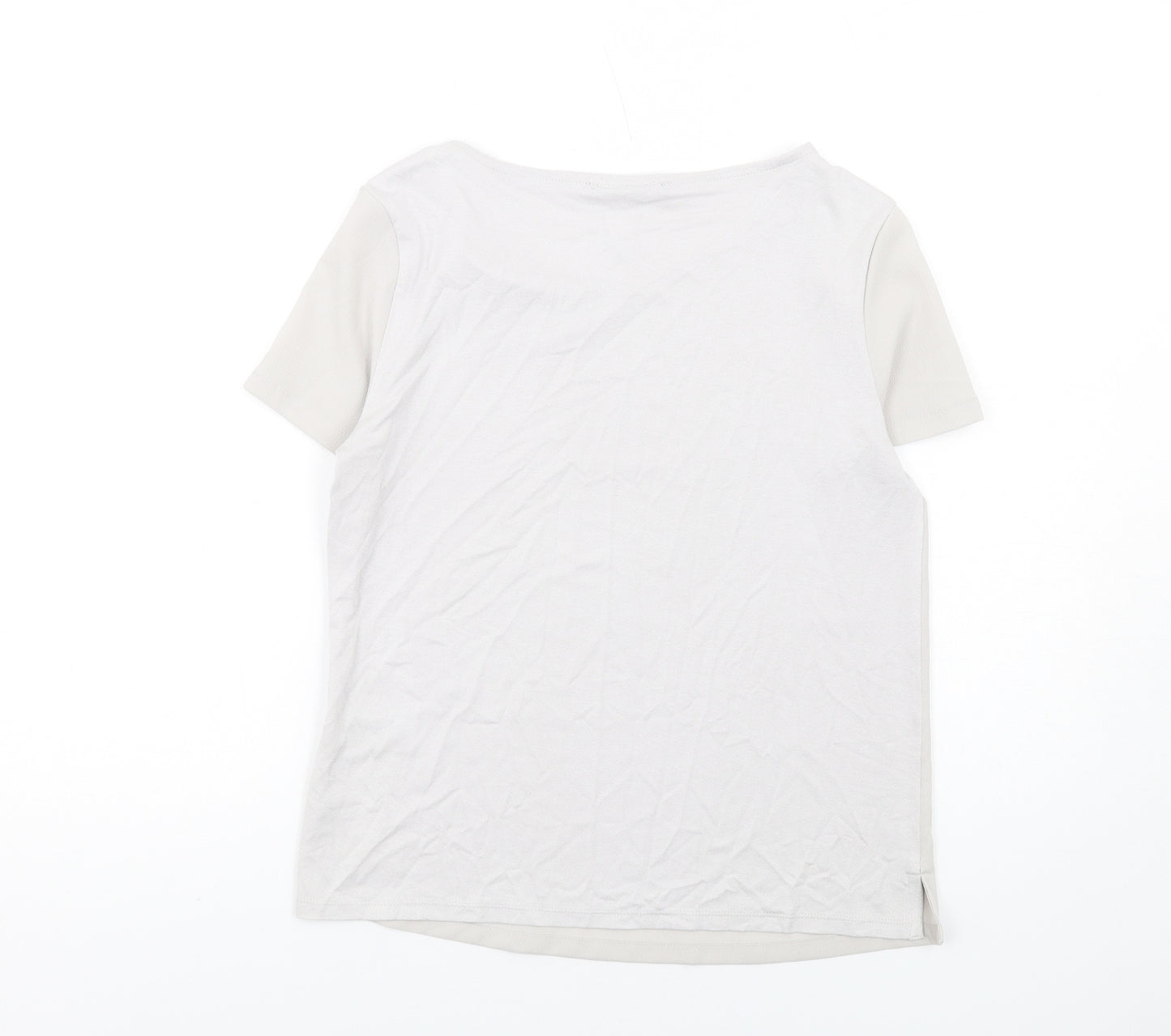 Marks and Spencer Womens Grey Polyester Basic T-Shirt Size 8 Round Neck