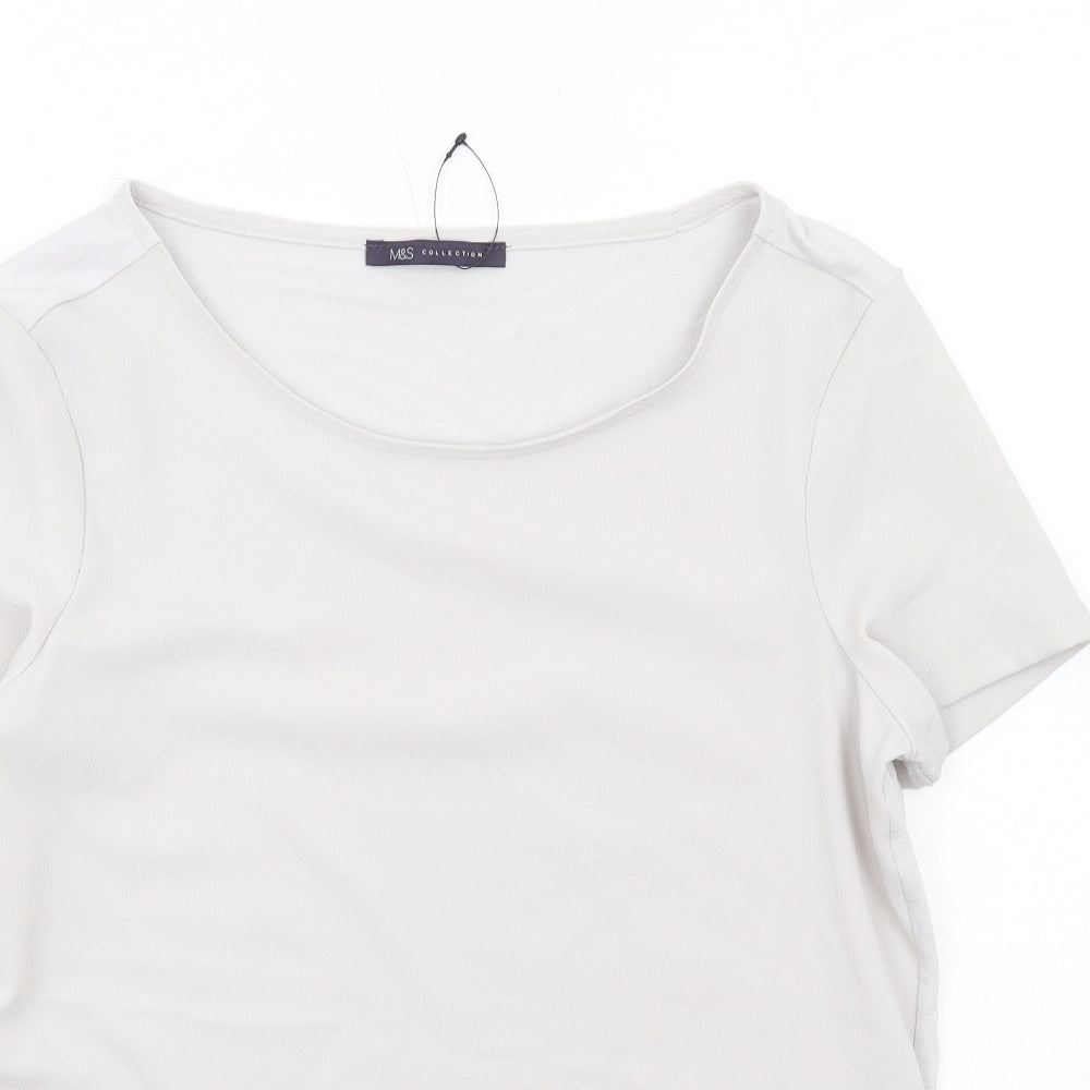 Marks and Spencer Womens Grey Polyester Basic T-Shirt Size 8 Round Neck